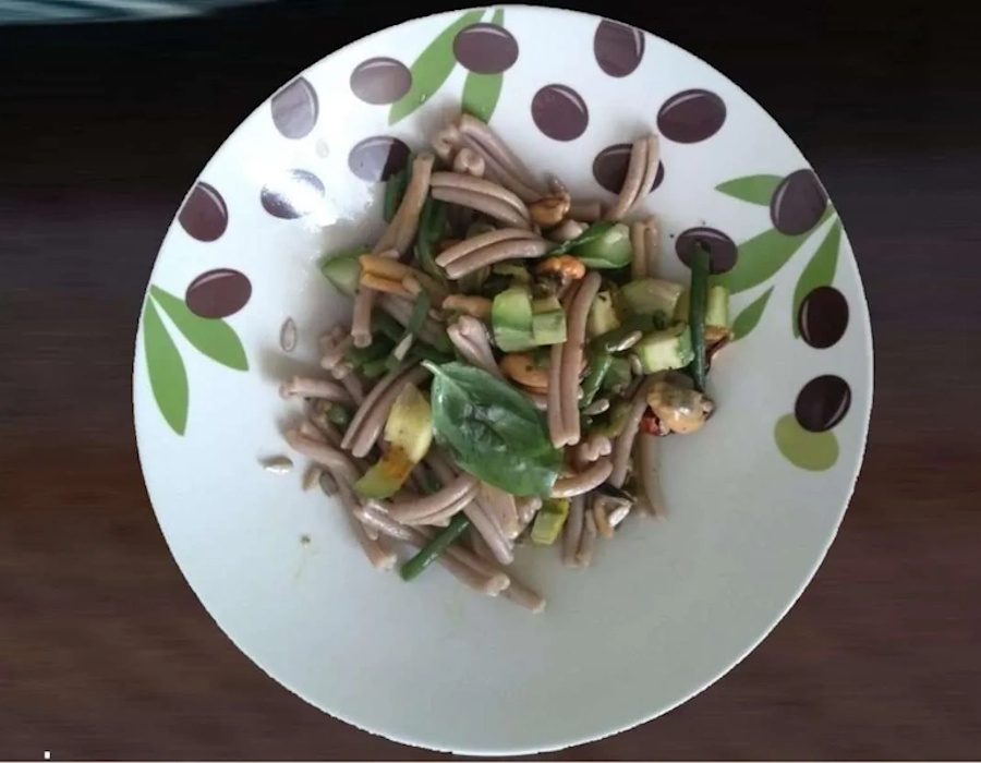 Strozzaprete integrale cozze, zucchine, fagiolini